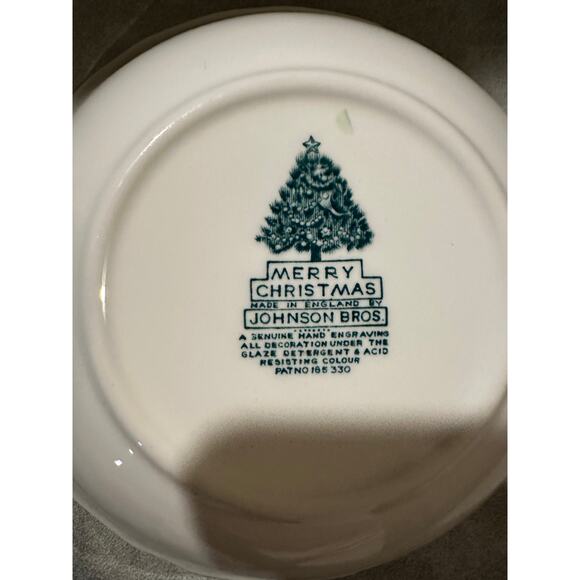 Johnson Bros Merry Christmas Green Floral Ironstone Transferware Dinner Plate - Picture 3 of 3